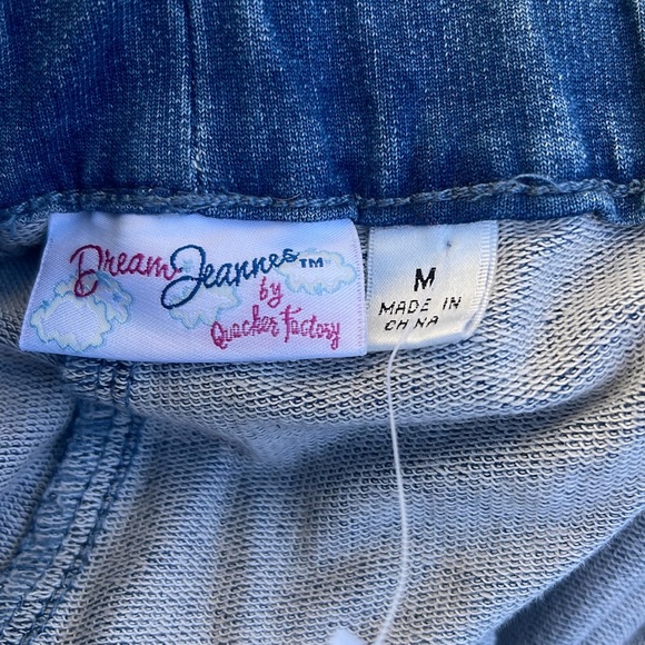 Quacker Factory DreamJeannes Pull-On Slim Leg Pants Pearl Rhinestone Trim SZ MED - Picture 2 of 11